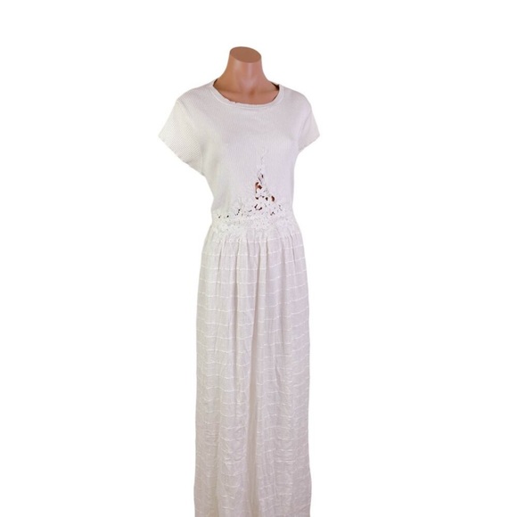 Free People Serenity Lace Back Jersey Cutout Backless Maxi Dress White XL NEW - Picture 4 of 4